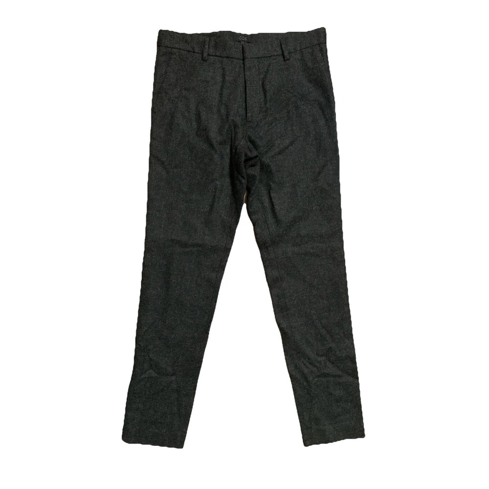 COS Pants Womens 12 (32R) Gray Wool Straight Leg Trouser High Rise Dress Office